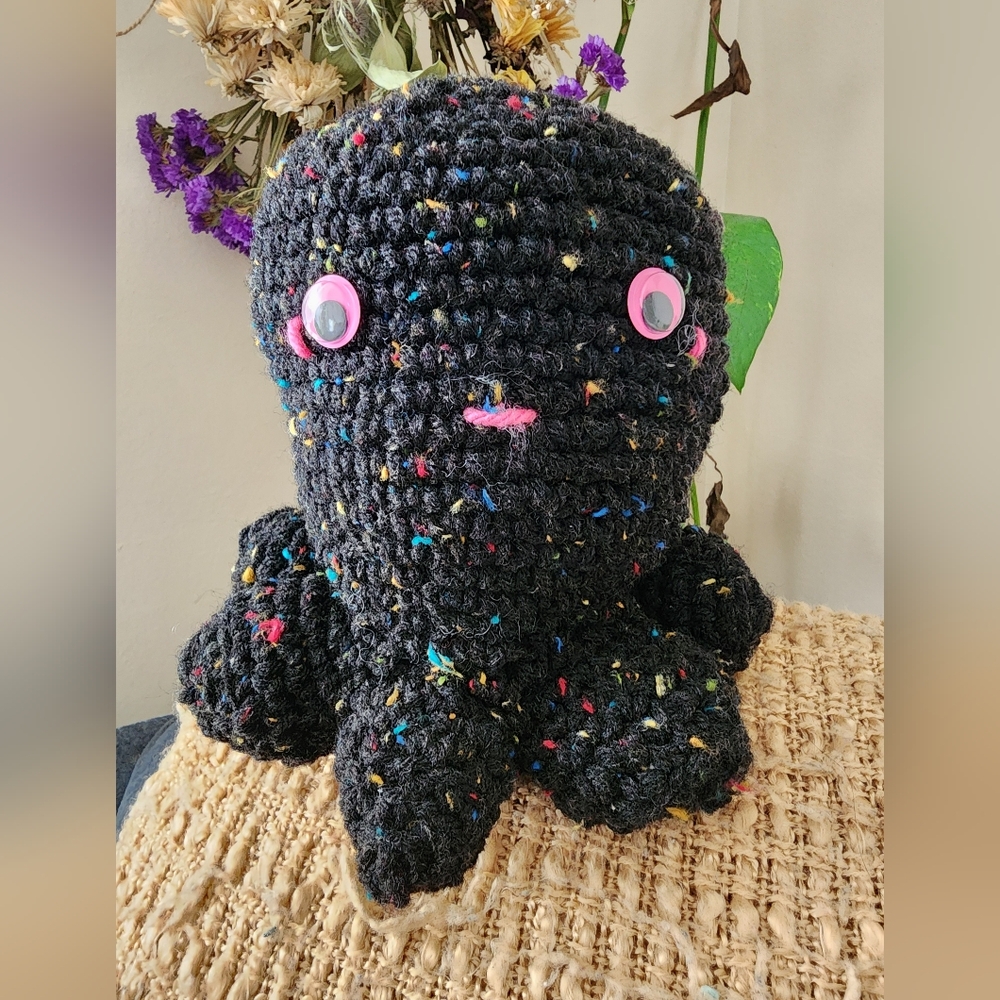 Handmade Black Crochet Octopus Plush